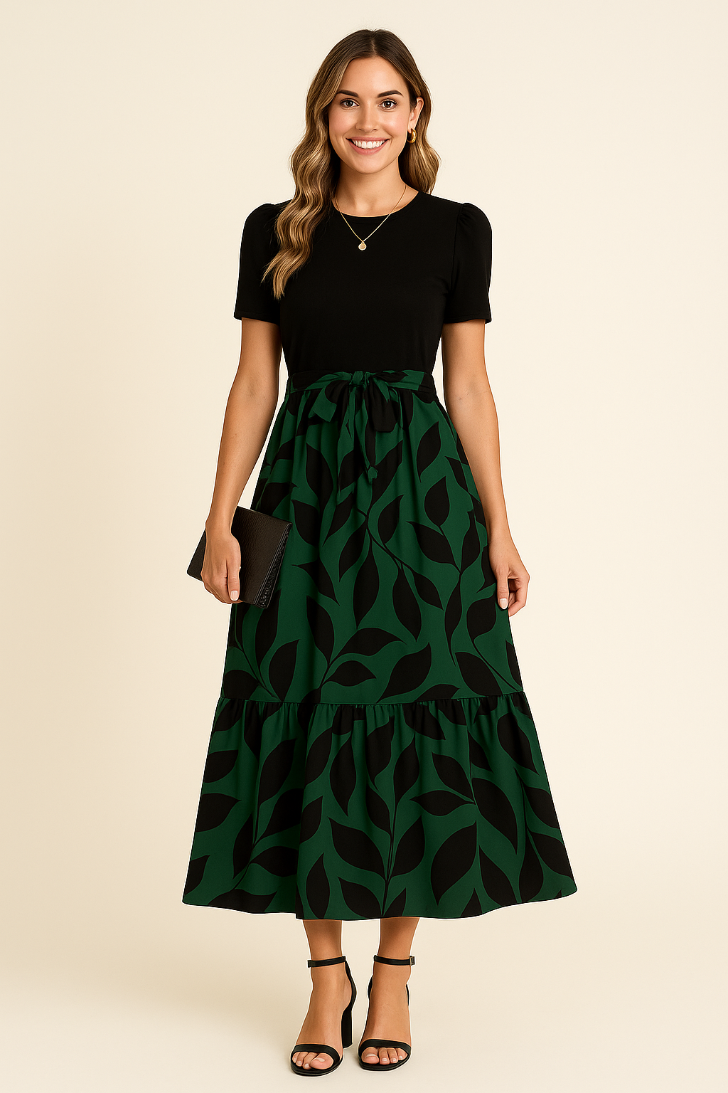 HERBERGER | Sommerliches Damen Maxikleid mit Puffärmeln und taillierter Passform