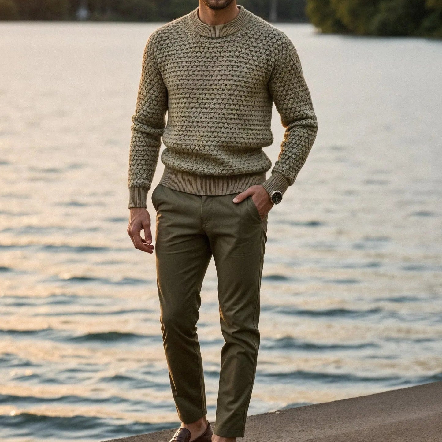 Texturierter Old Money Pullover