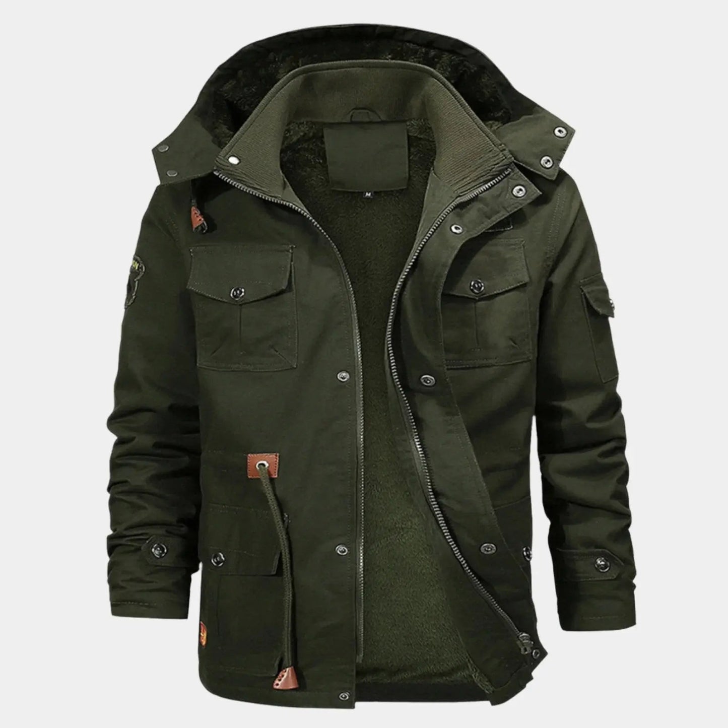 Fleece-Kapuzen-Bomberjacke