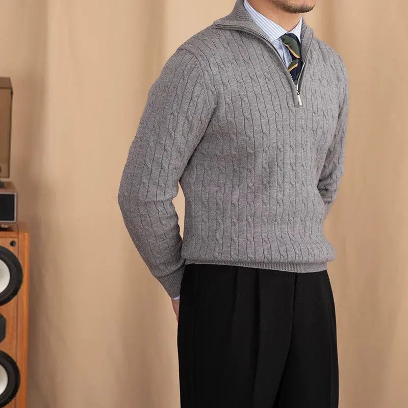 Pullover mit Reissverschluss aus Zopfstrick