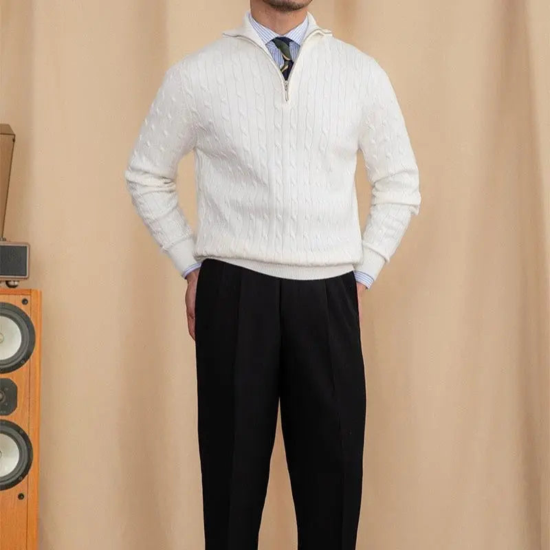 Pullover mit Reissverschluss aus Zopfstrick