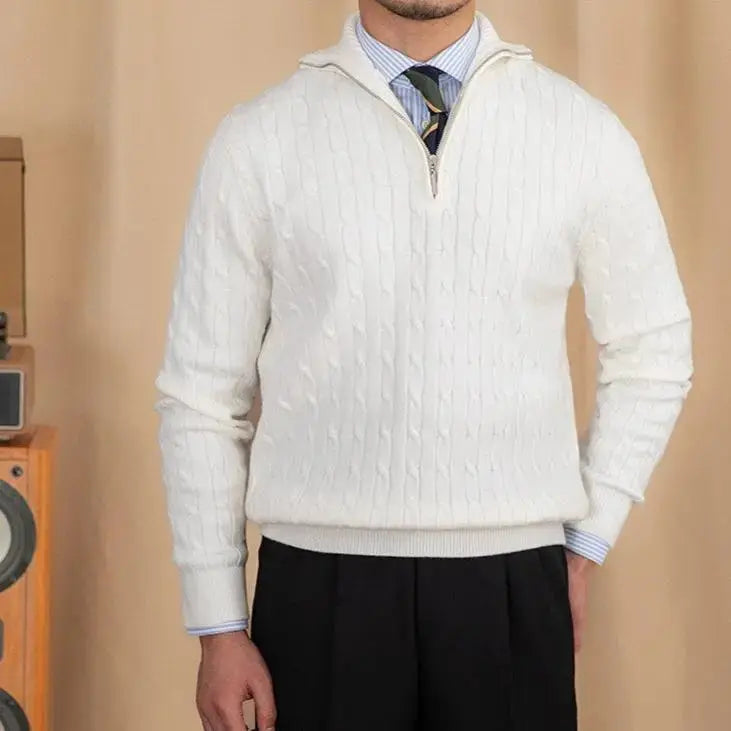 Pullover mit Reissverschluss aus Zopfstrick