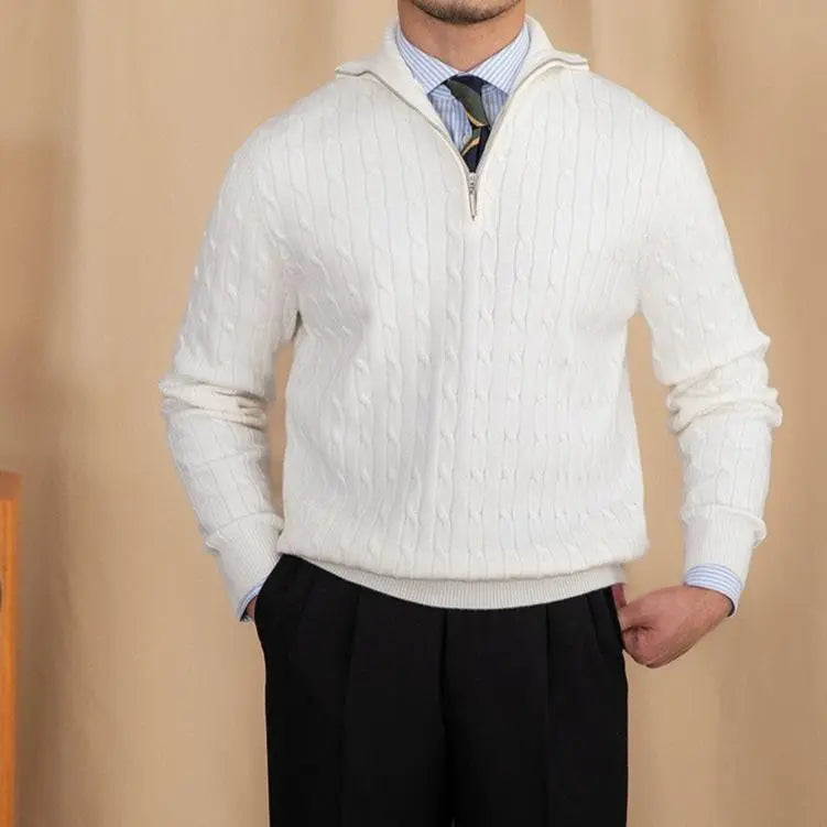 Pullover mit Reissverschluss aus Zopfstrick