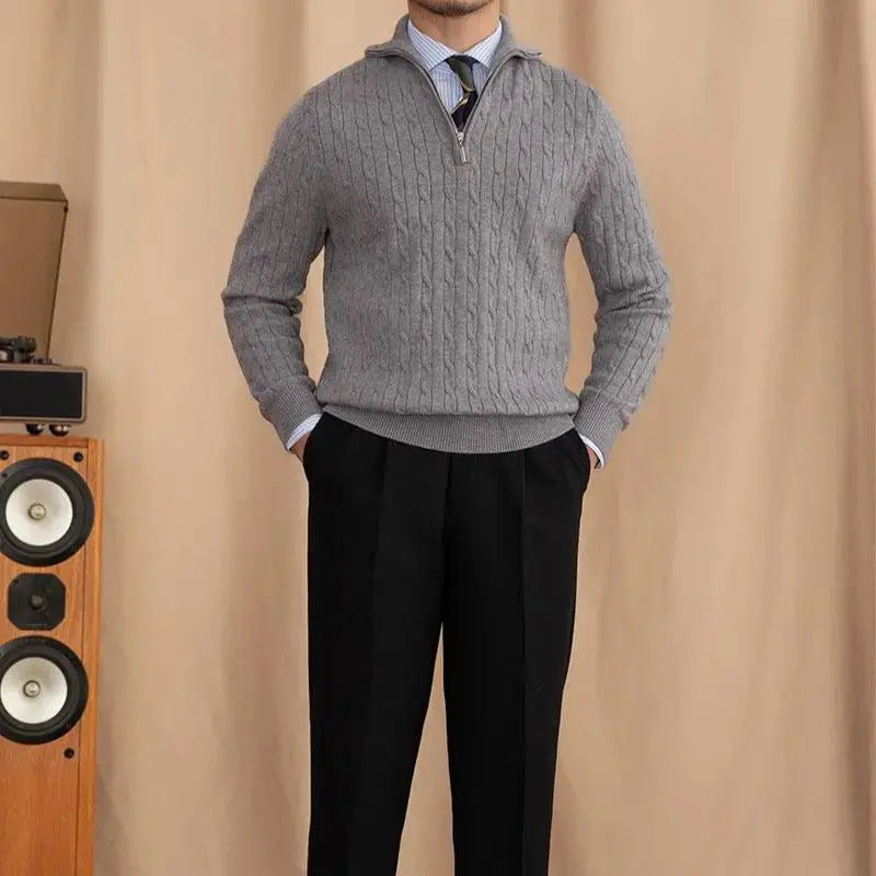 Pullover mit Reissverschluss aus Zopfstrick