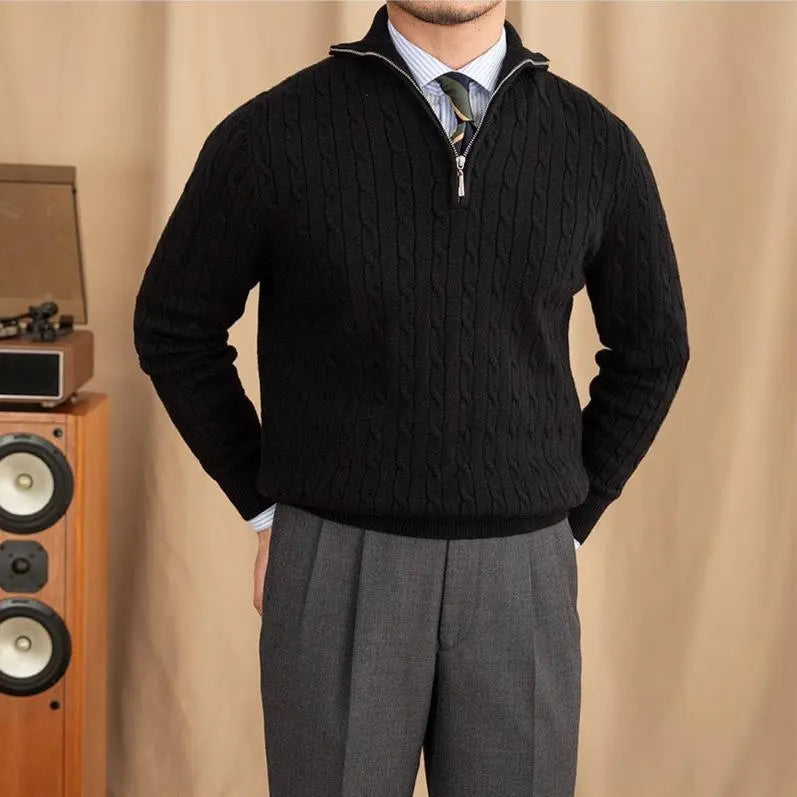 Pullover mit Reissverschluss aus Zopfstrick