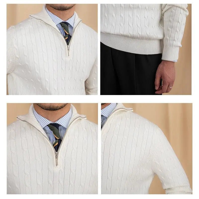 Pullover mit Reissverschluss aus Zopfstrick