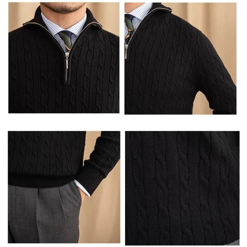 Pullover mit Reissverschluss aus Zopfstrick